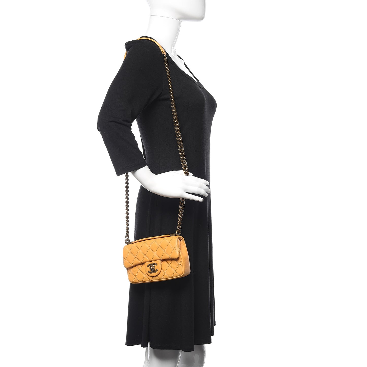 Calfskin Quilted Mini Urban Day Flap Yellow