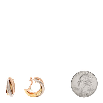 Cartier 18K Pink Yellow White Gold Classic Trinity Hoop Earrings 2 of 6