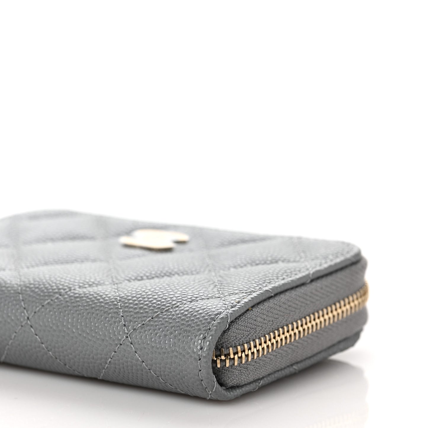 Caviar Quilted Zip Coin Purse Grey