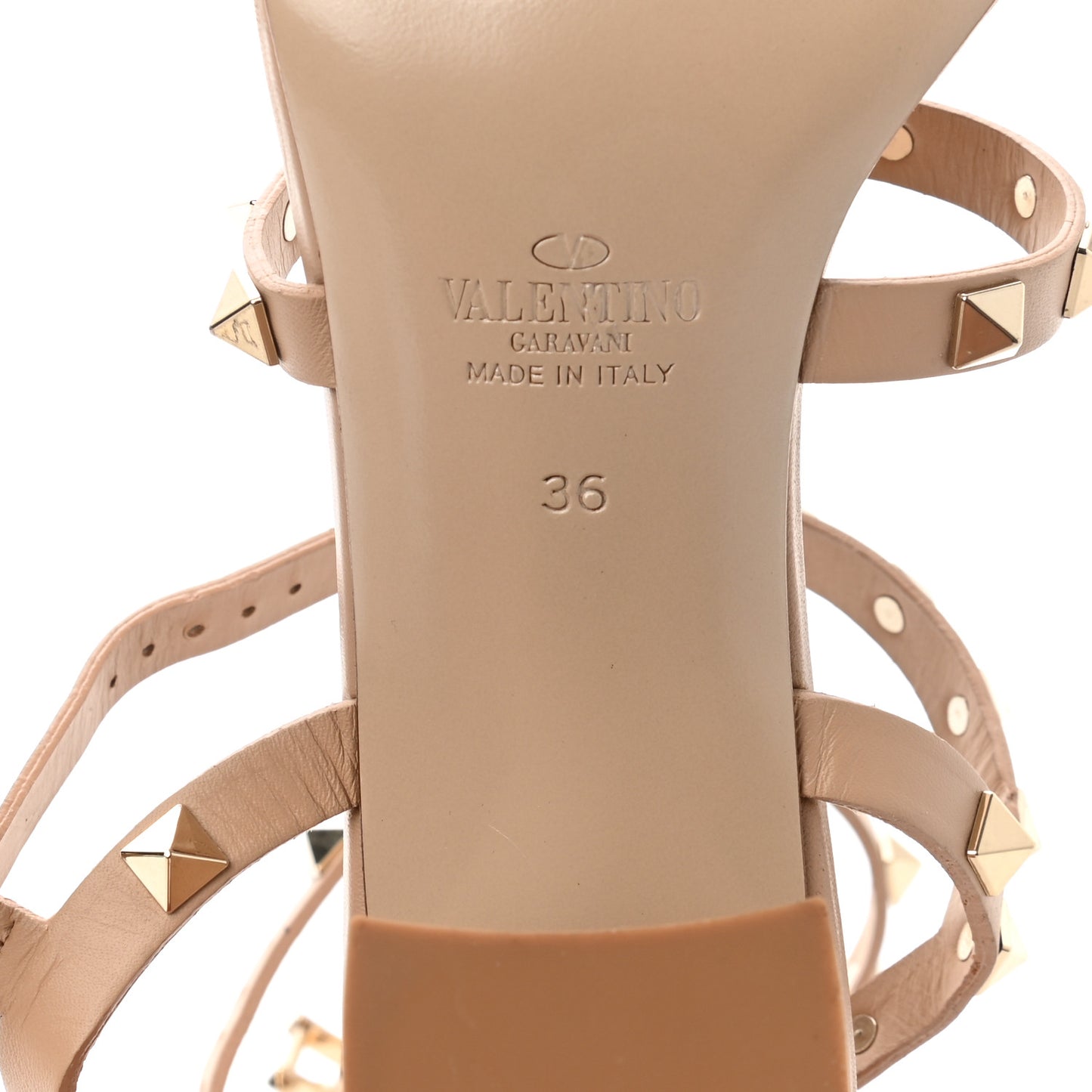 Calfskin Rockstud 60mm City Sandals 36 Poudre