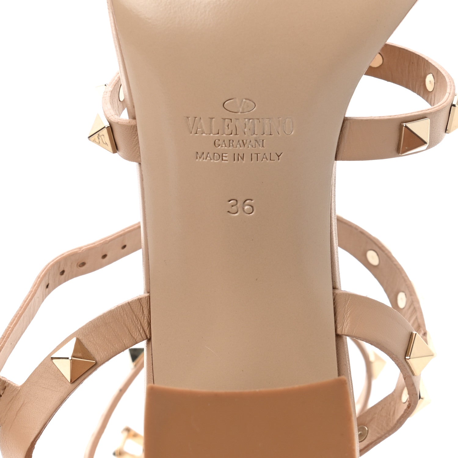 Valentino Garavani Calfskin Rockstud 60mm City Sandals 36 Poudre 6 of 9