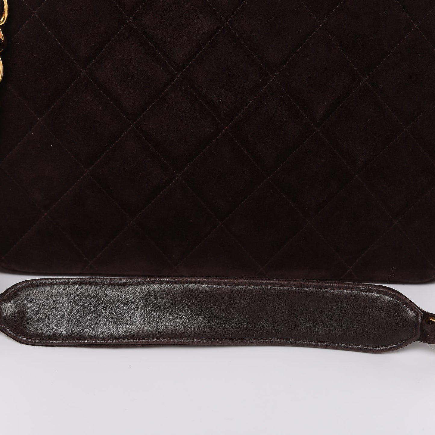 Suede Quilted Medium Single Flap Brown