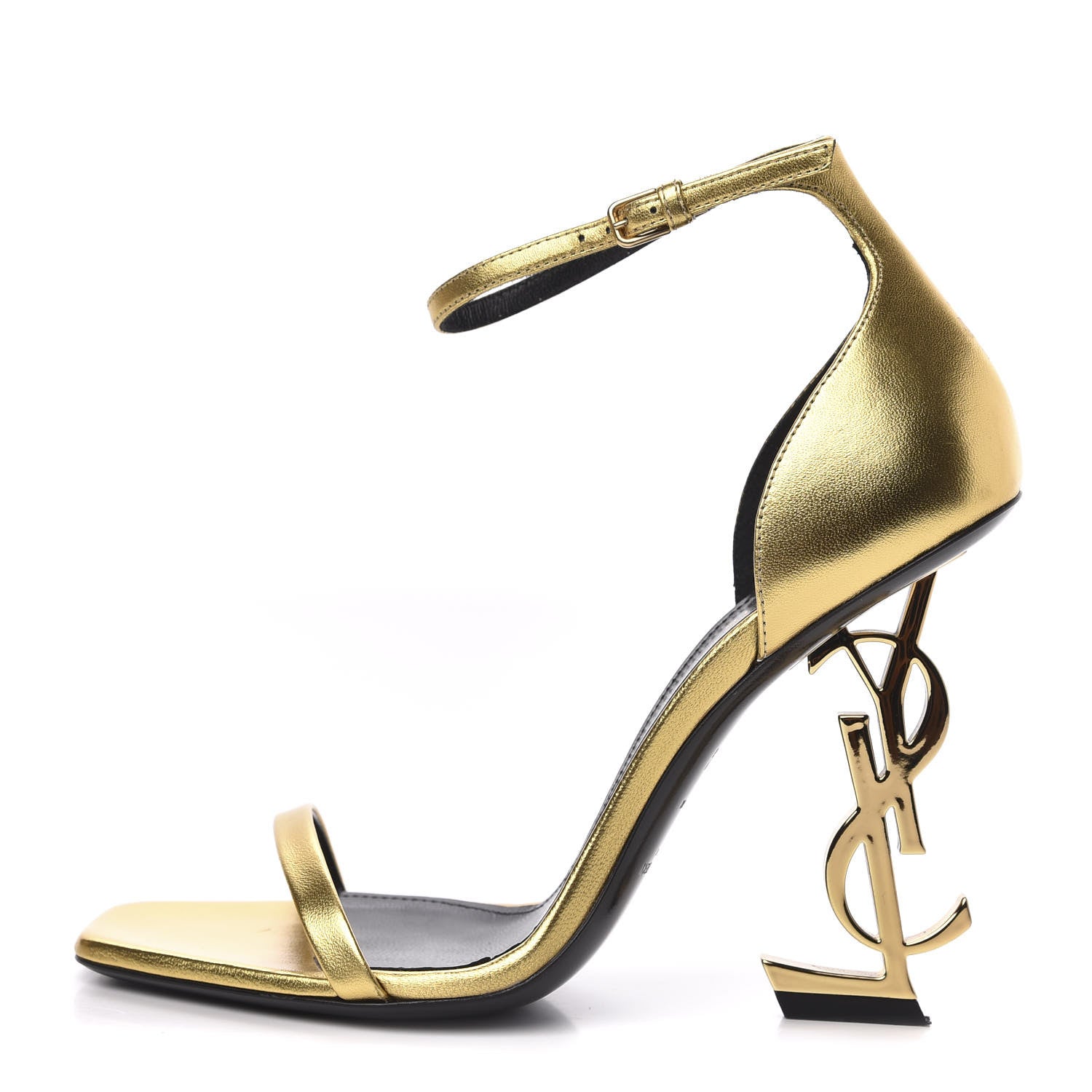 Saint Laurent Metallic Lambskin Opyum 110 Sandals 36.5 Oro 1 of 11