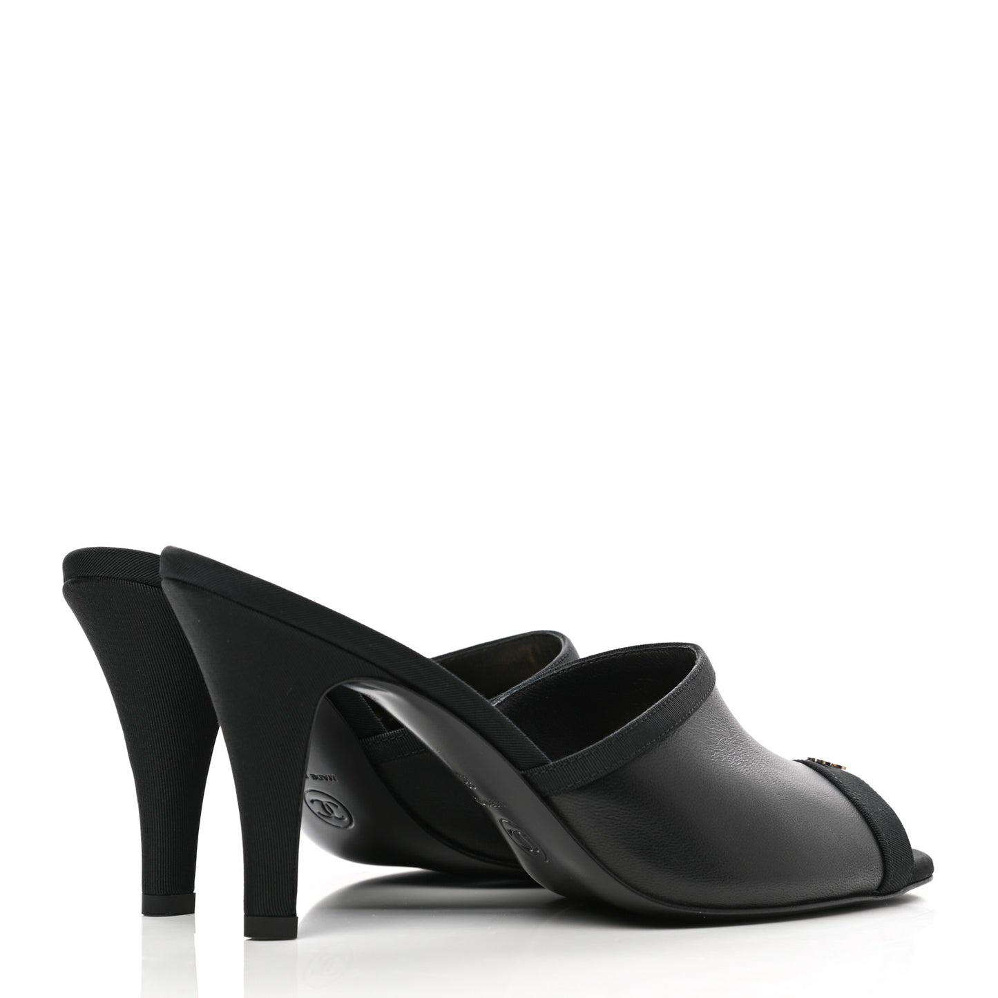 Lambskin Grosgrain CC Mules 36 Black