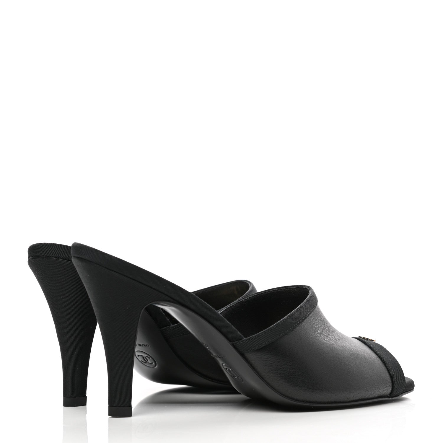 Chanel Lambskin Grosgrain CC Mules 36 Black 4 of 9
