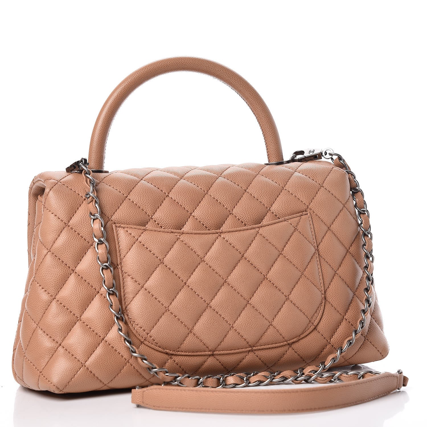 Chanel Caviar Quilted Small Coco Handle Flap Camel 3 of 10