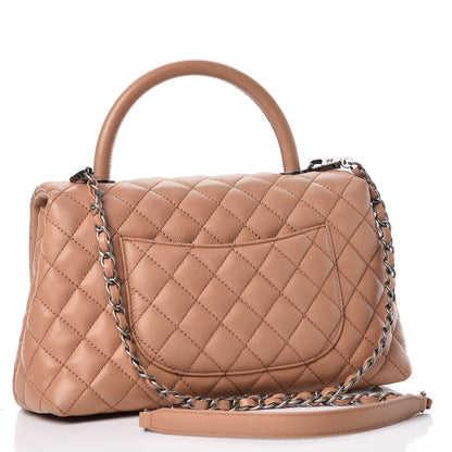Chanel Caviar Quilted Small Coco Handle Flap Camel 3 of 10