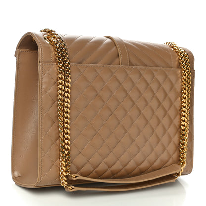 Saint Laurent Grain De Poudre Textured Mixed Matelasse Triquilt Large Monogram Satchel Cork 3 of 10