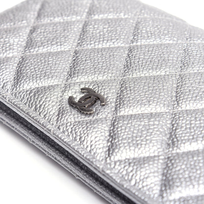 Chanel Metallic Caviar Quilted Yen Wallet Silver 12 of 14