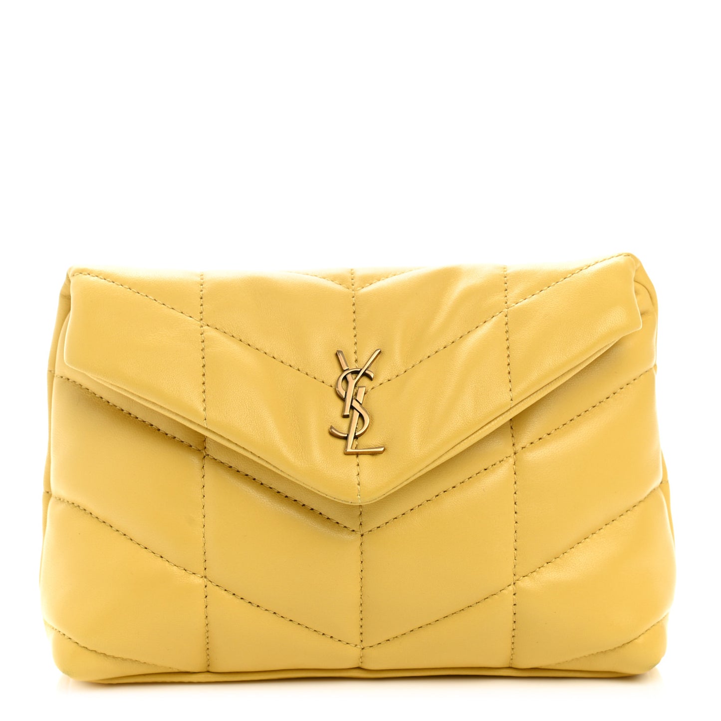 Lambskin Monogram Loulou Puffer Pouch Clutch Yellow