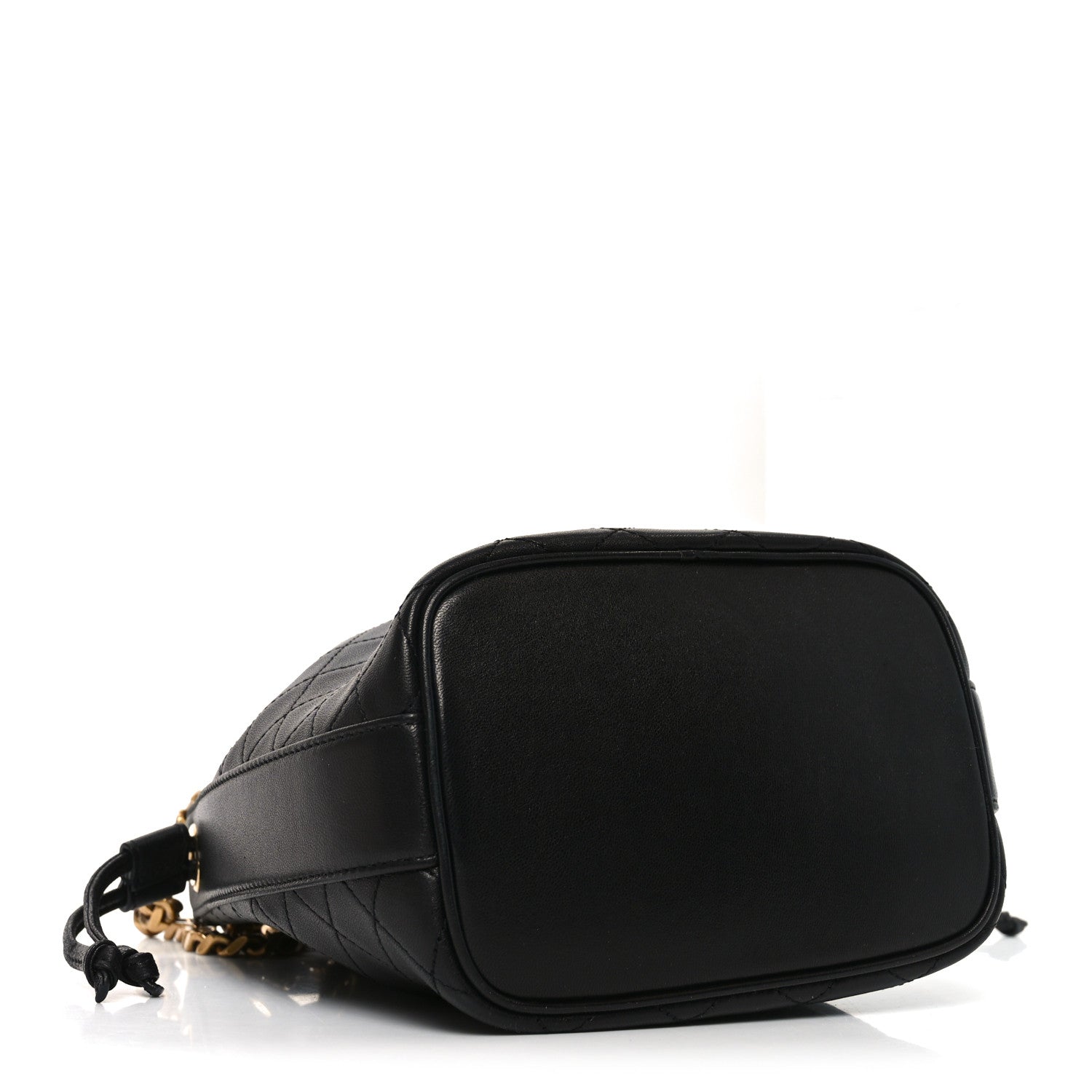 Saint Laurent Lambskin Carre Quilted Small Cassandre Bucket Bag Black 4 of 10