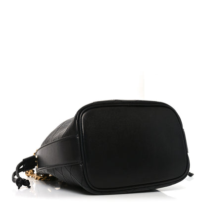 Saint Laurent Lambskin Carre Quilted Small Cassandre Bucket Bag Black 4 of 10