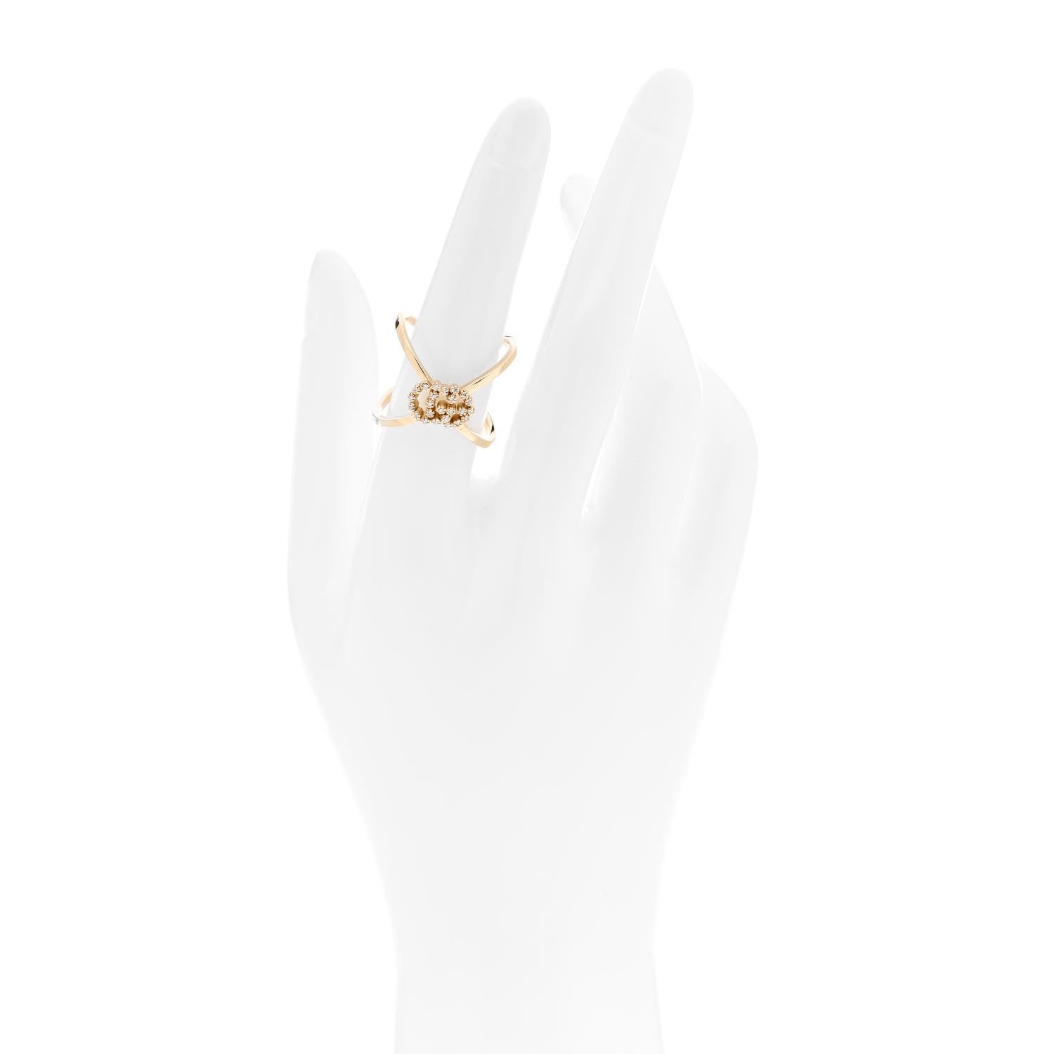 Gucci 18K Yellow Gold Diamond Running G Cross Ring 53 6.5 2 of 6