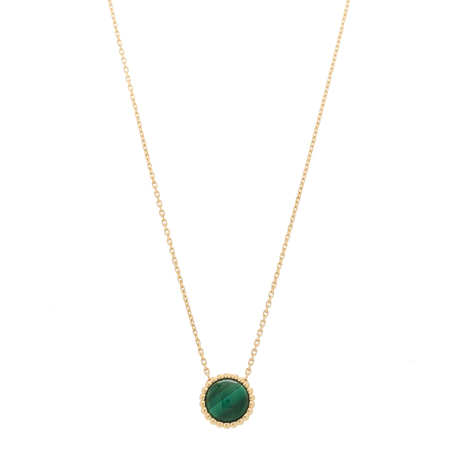 Van Cleef & Arpels 18K Yellow Gold Malachite Perlee Couleurs Pendant Necklace 1 of 6