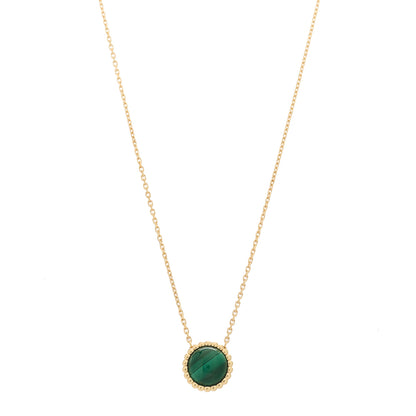 Van Cleef & Arpels 18K Yellow Gold Malachite Perlee Couleurs Pendant Necklace 1 of 6
