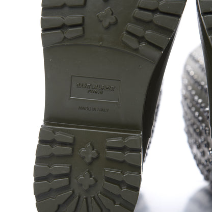 Saint Laurent Rubber Studded Festival Rain Boots 37 New Kaki Fonce 8 of 9