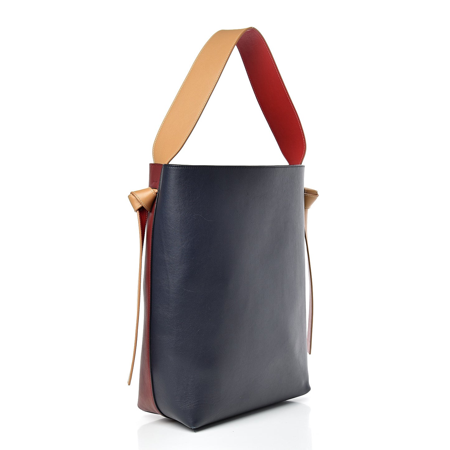 Shiny Smooth Calfskin Small Twisted Cabas Dark Ruby Navy