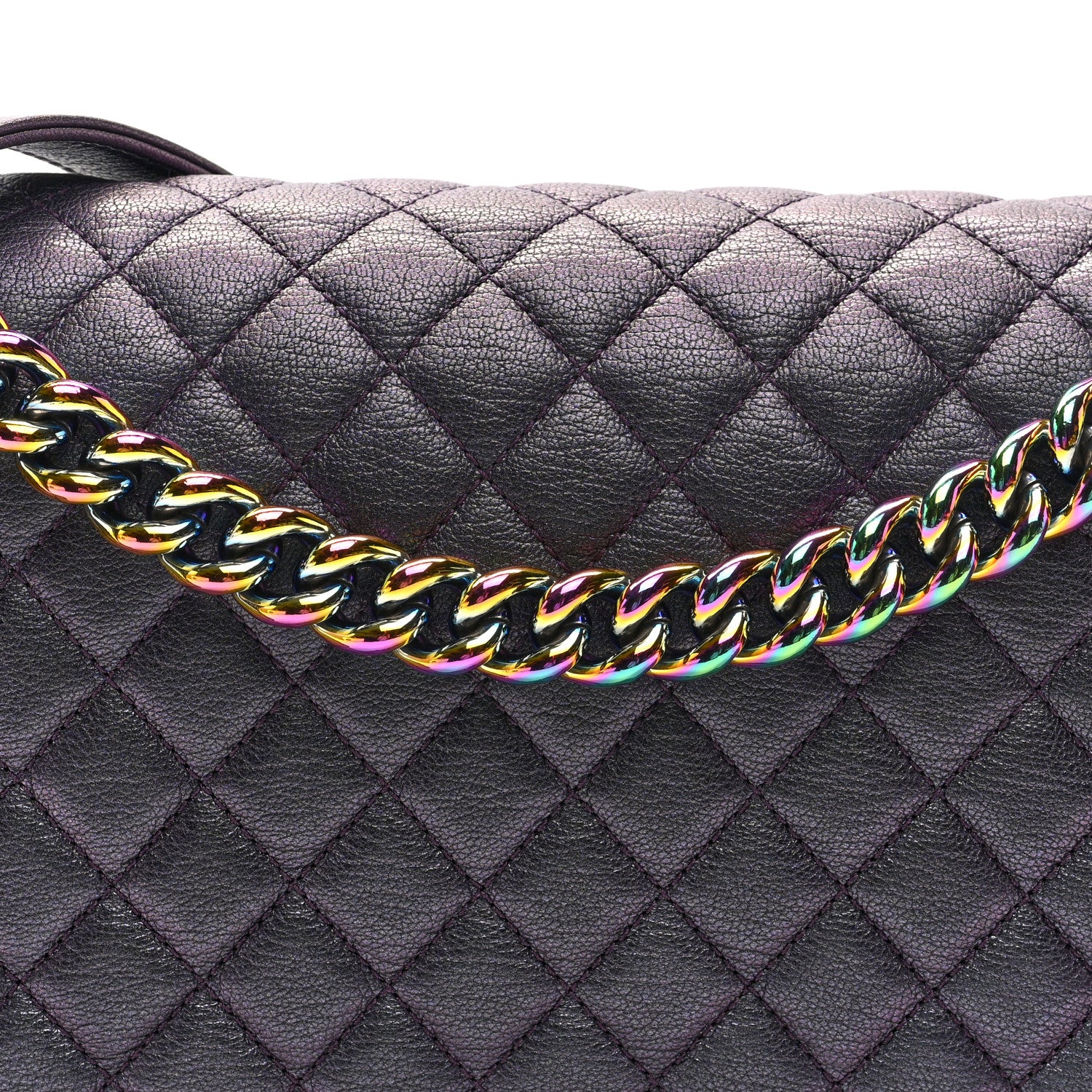 Chanel Iridescent Goatskin Quilted New Medium Boy Flap Purple 8 of 10