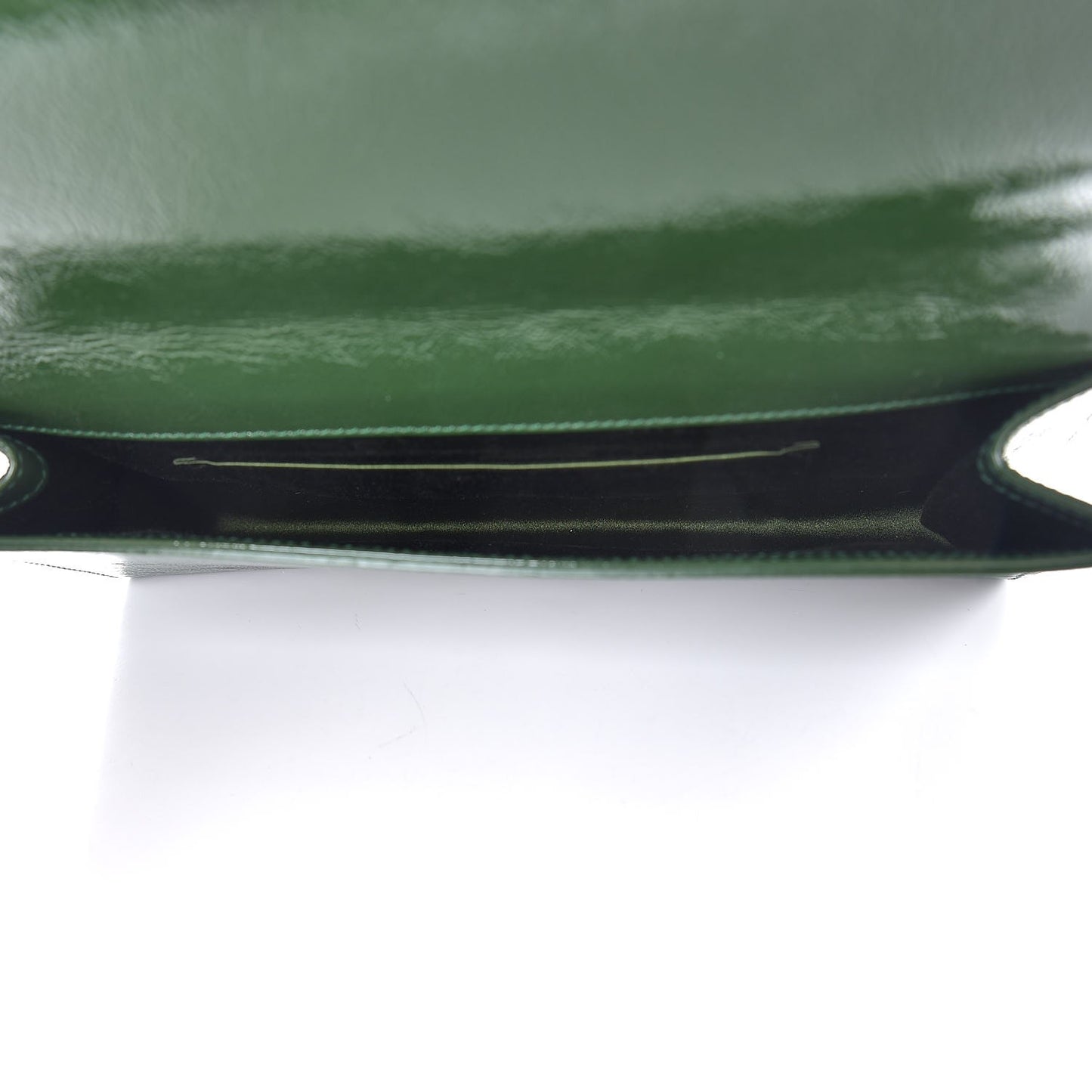Textured Patent Calfskin Large Belle De Jour Clutch Tartan Green