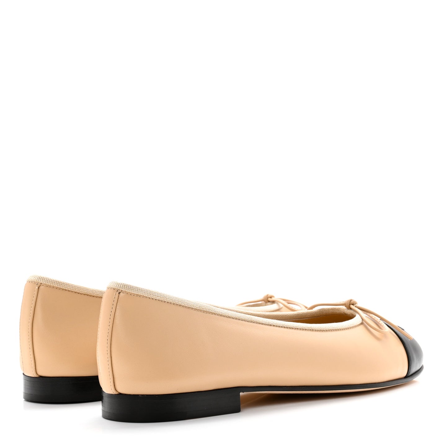 Lambskin Cap Toe CC Ballerina Flats 37.5 Beige Black