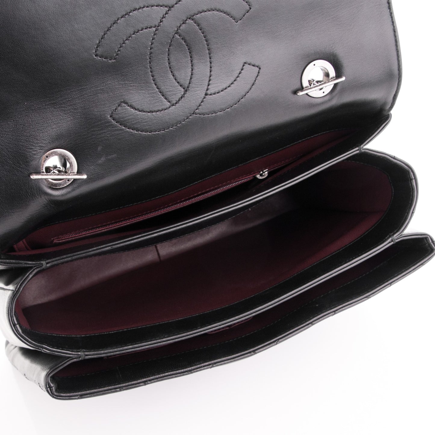 Lambskin Quilted Large Trendy CC Dual Handle Flap Bag Black