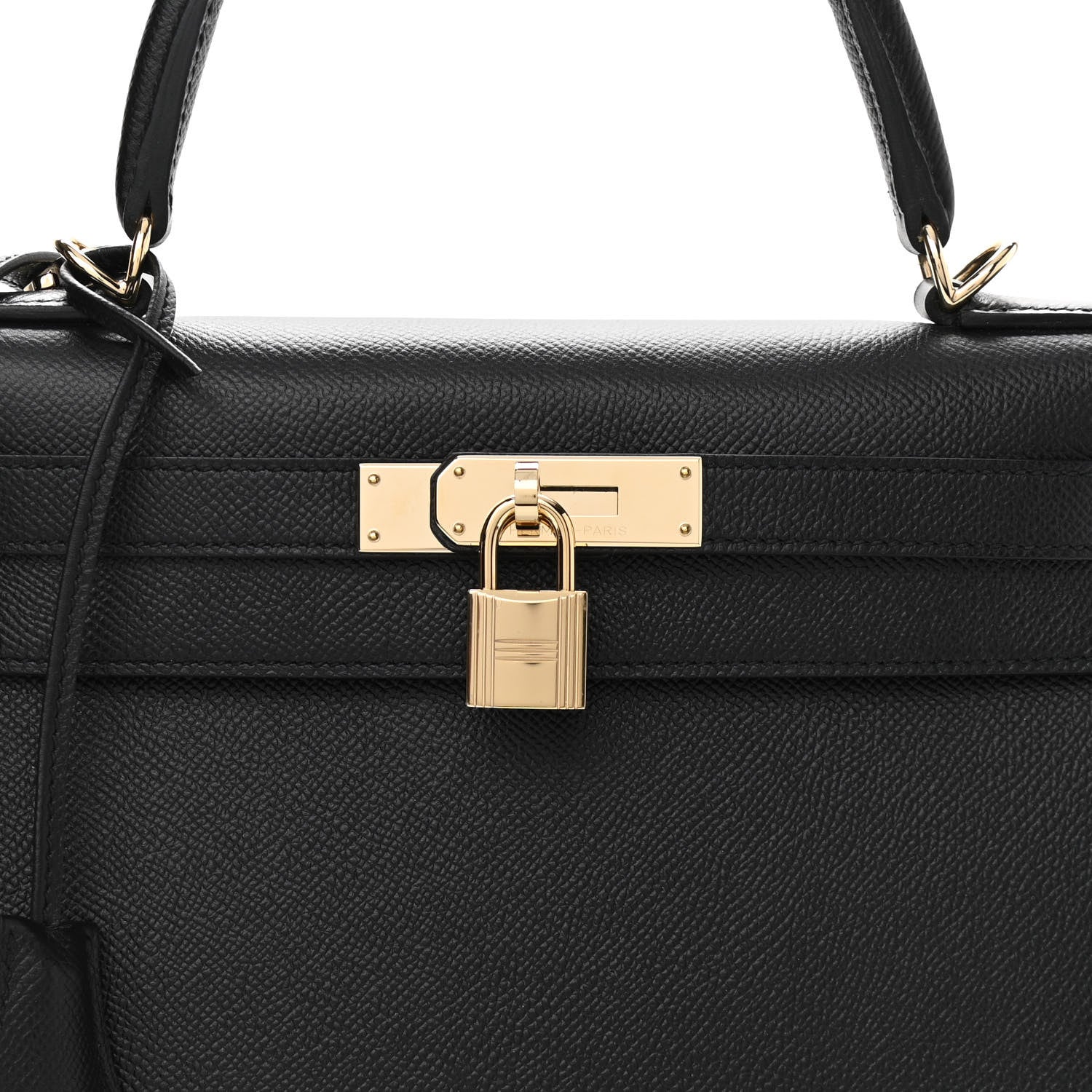 Hermes Epsom Horseshoe Kelly Sellier 28 Black Rose Extreme 8 of 13