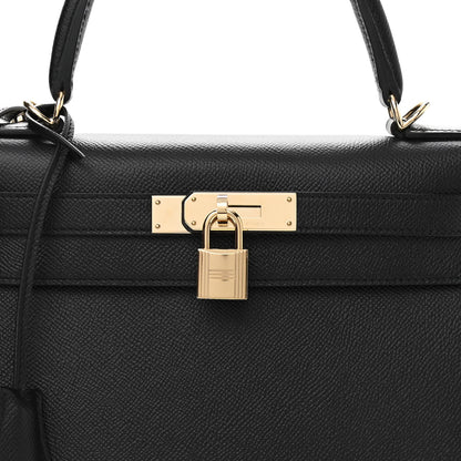 Hermes Epsom Horseshoe Kelly Sellier 28 Black Rose Extreme 8 of 13