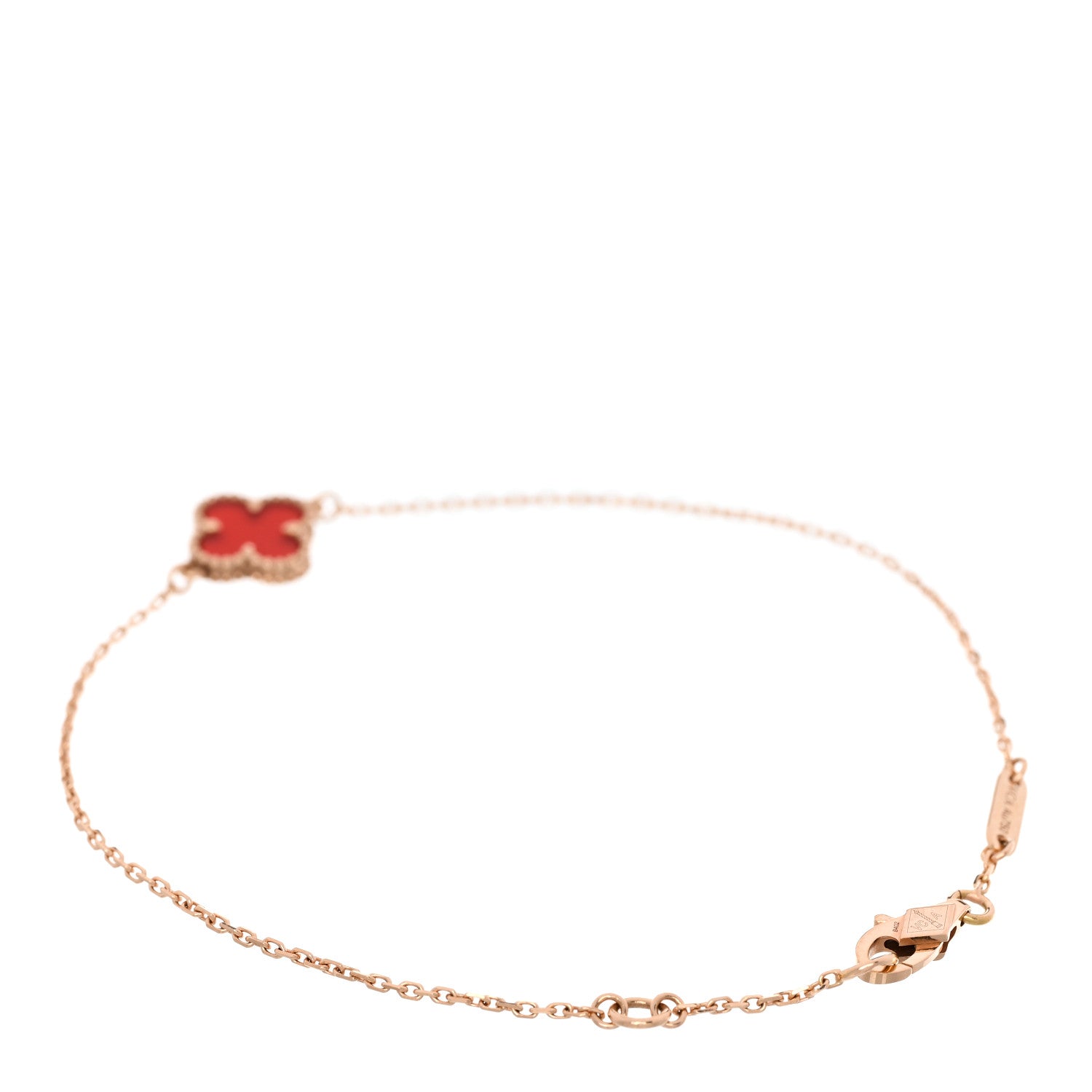 Van Cleef & Arpels 18K Rose Gold Carnelian Sweet Alhambra Bracelet 2 of 5