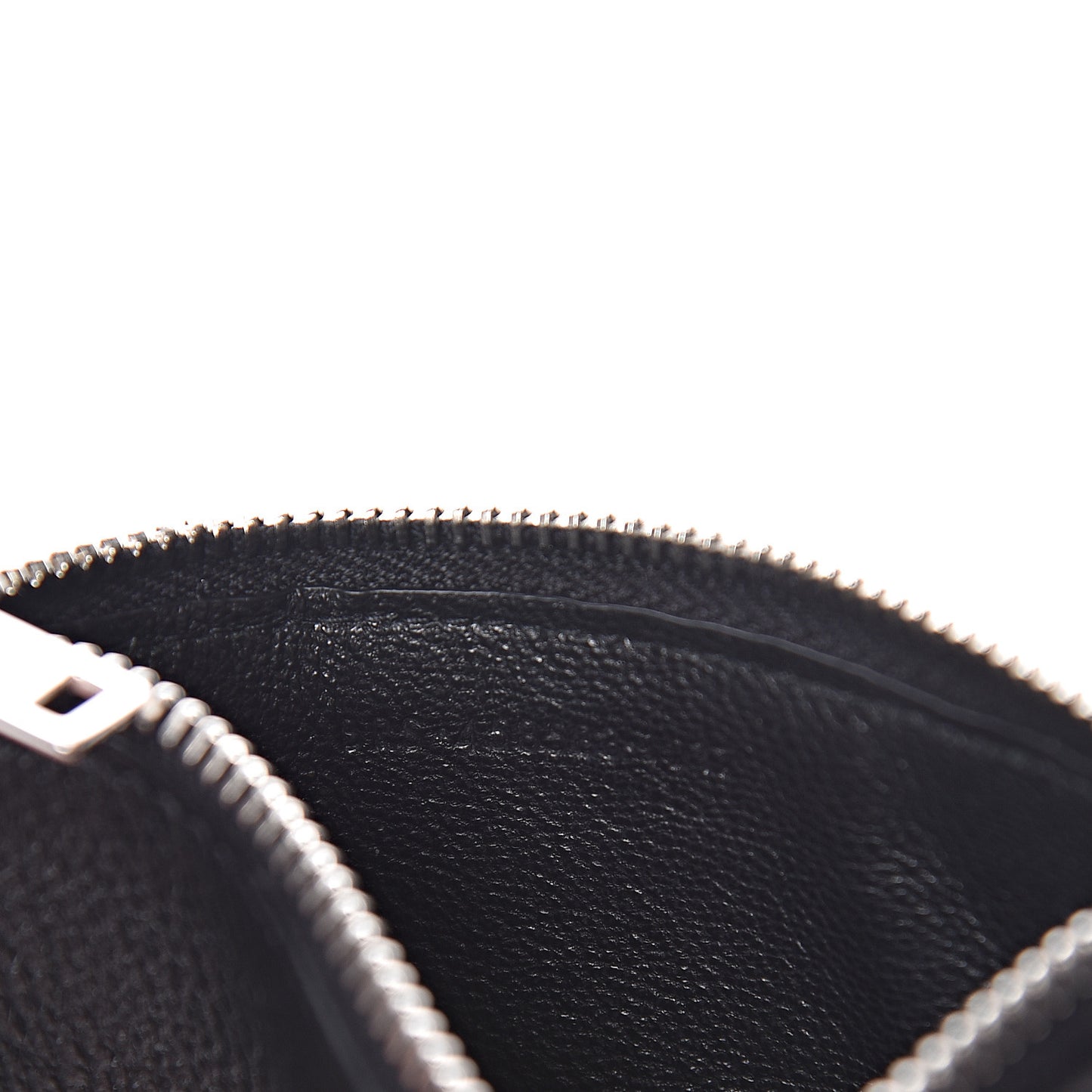 Grained Calfskin 5 Fragments Zip Pouch Card Holder Black