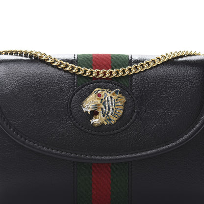 Gucci Textured Calfskin Web Mini Rajah Slim Flap Shoulder Bag Black 11 of 11