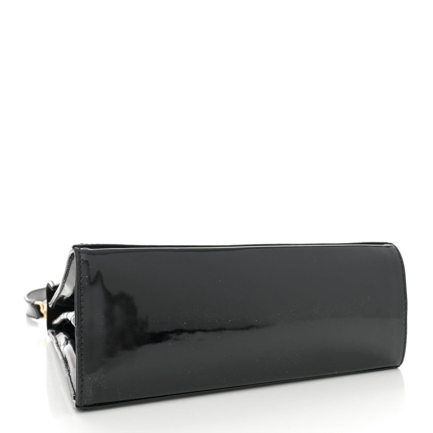 Patent Small Iconic Top Handle Bag Black