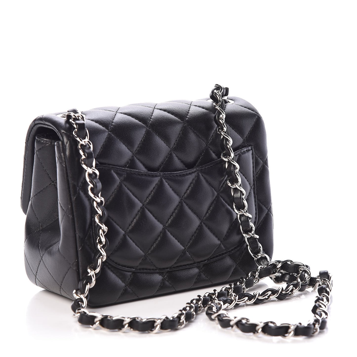 Lambskin Quilted Mini Square Flap Black