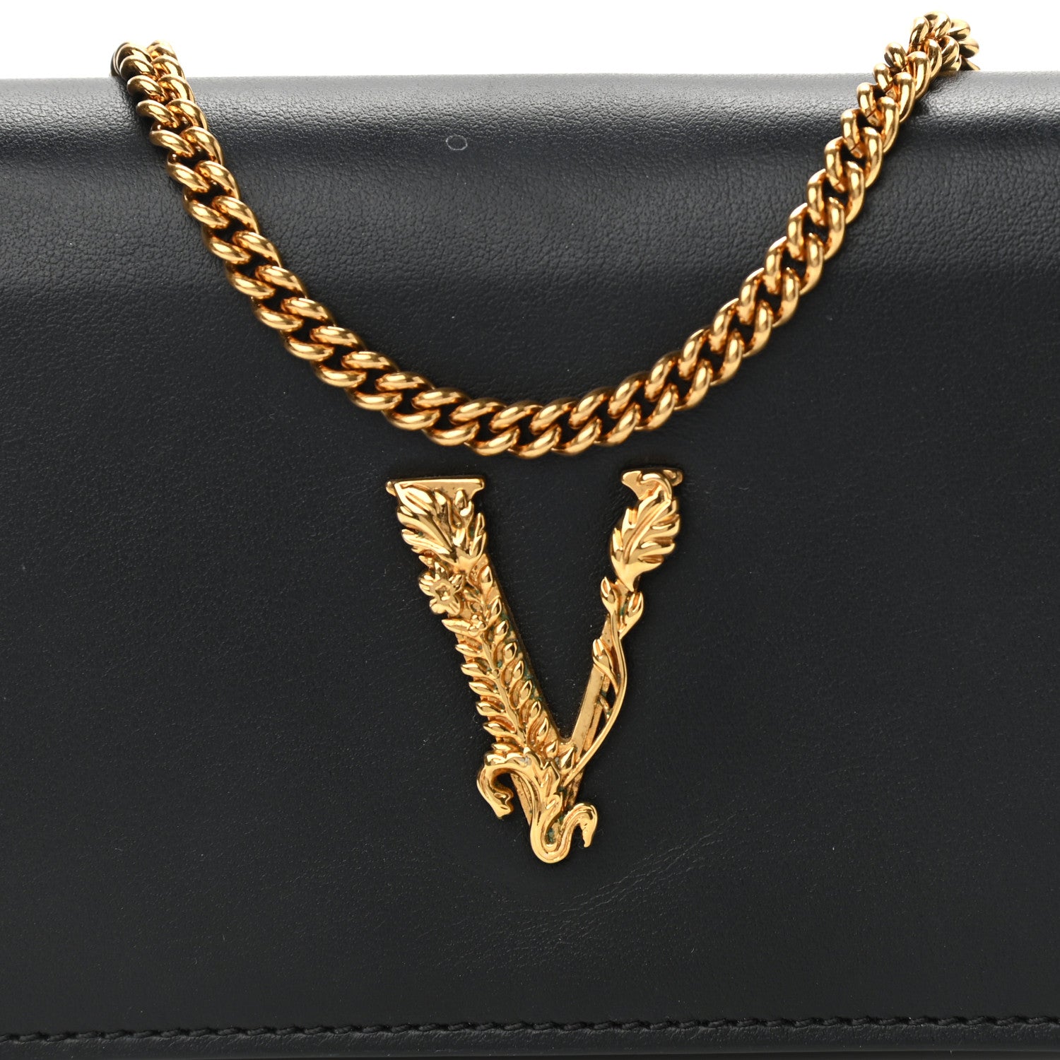 Versace Vitello Mini Virtus Chain Clutch Black 7 of 12