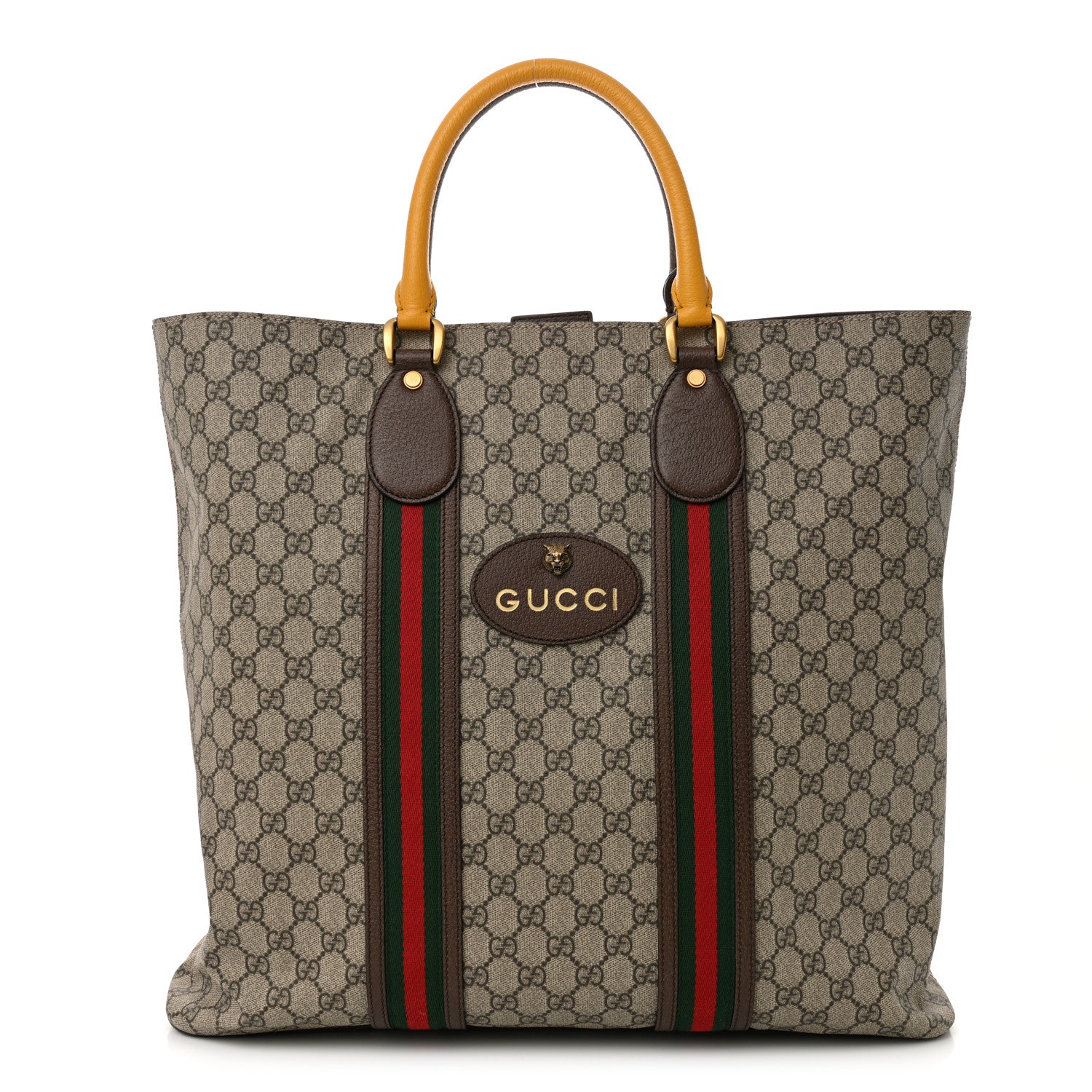 Gucci GG Supreme Monogram Web Neo Vintage Tote Beige New Acero Crop 1 of 10