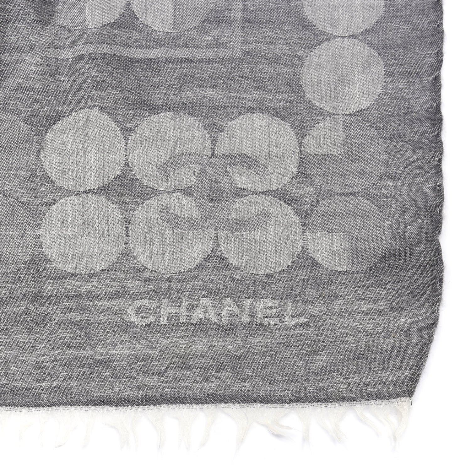 Chanel Cashmere Silk CC Scarf Grey 3 of 4