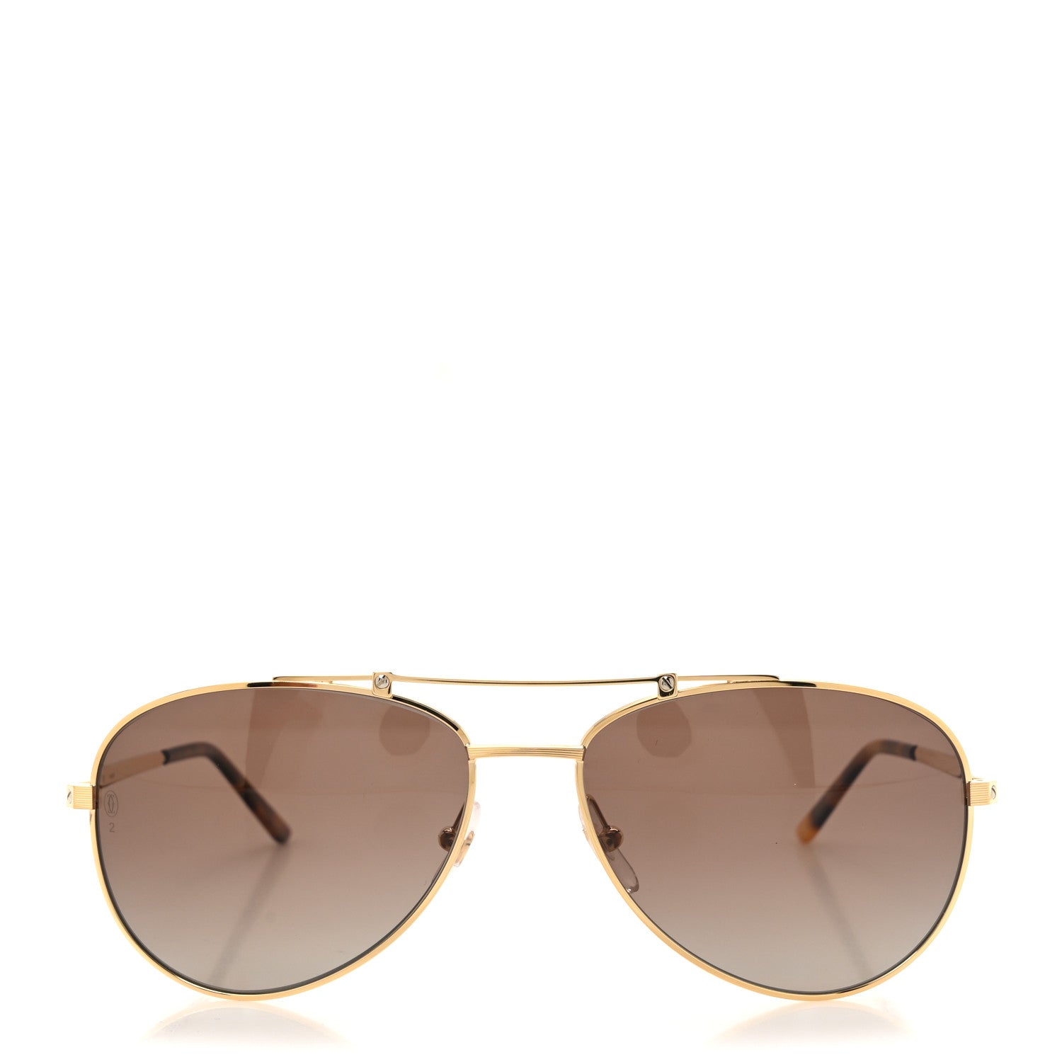 Cartier Santos CT0083S Aviator Sunglasses Gold Gold Tortoise 2 of 8