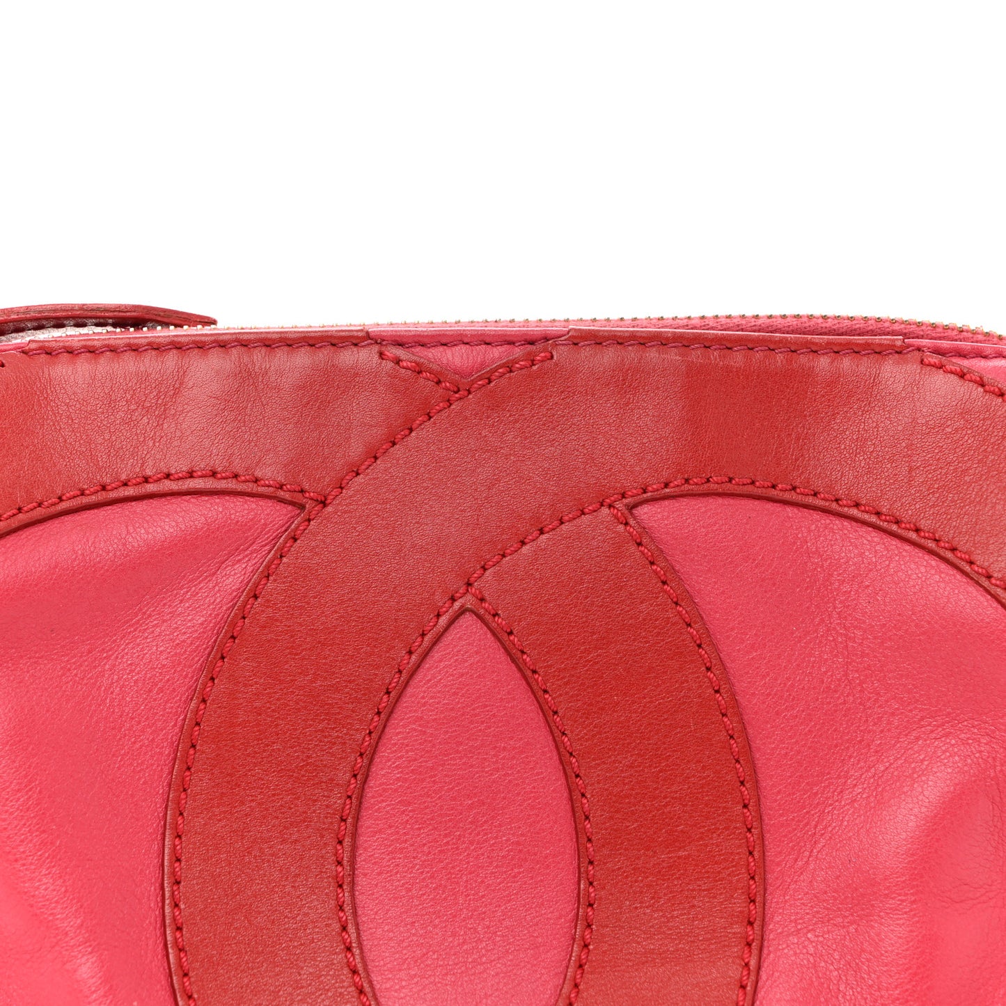 Calfskin Small CC Stitched Shoulder Bag Pink Red