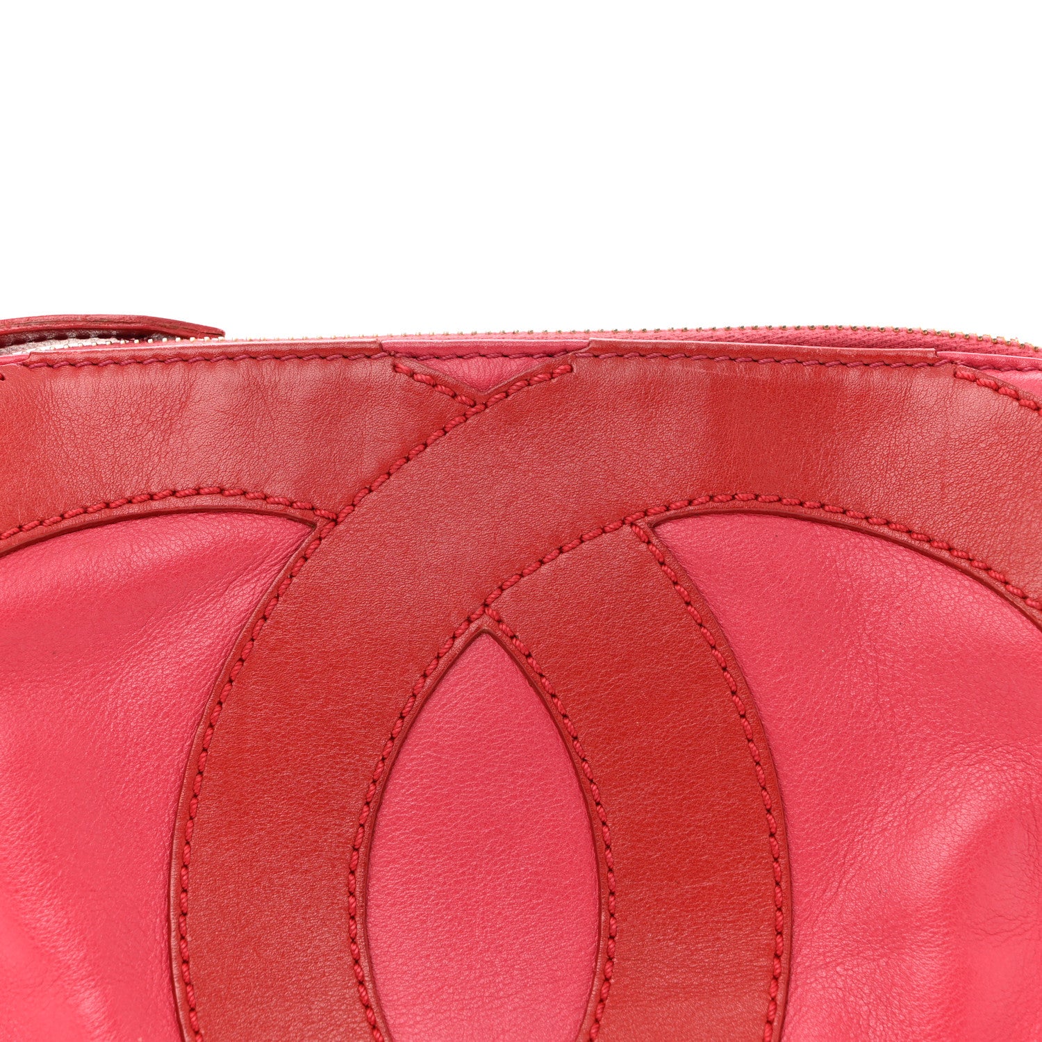 Chanel Calfskin Small CC Stitched Shoulder Bag Pink Red 8 of 16