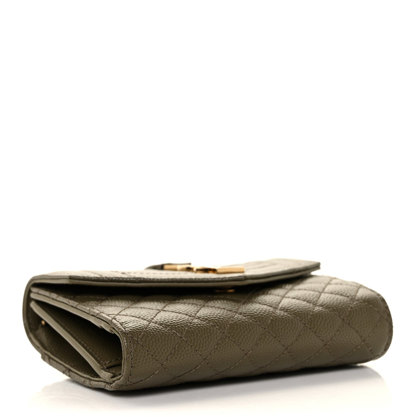 Grain De Poudre Mixed Matelasse Triquilt Monogram Compact Tri Fold Wallet Military Olive