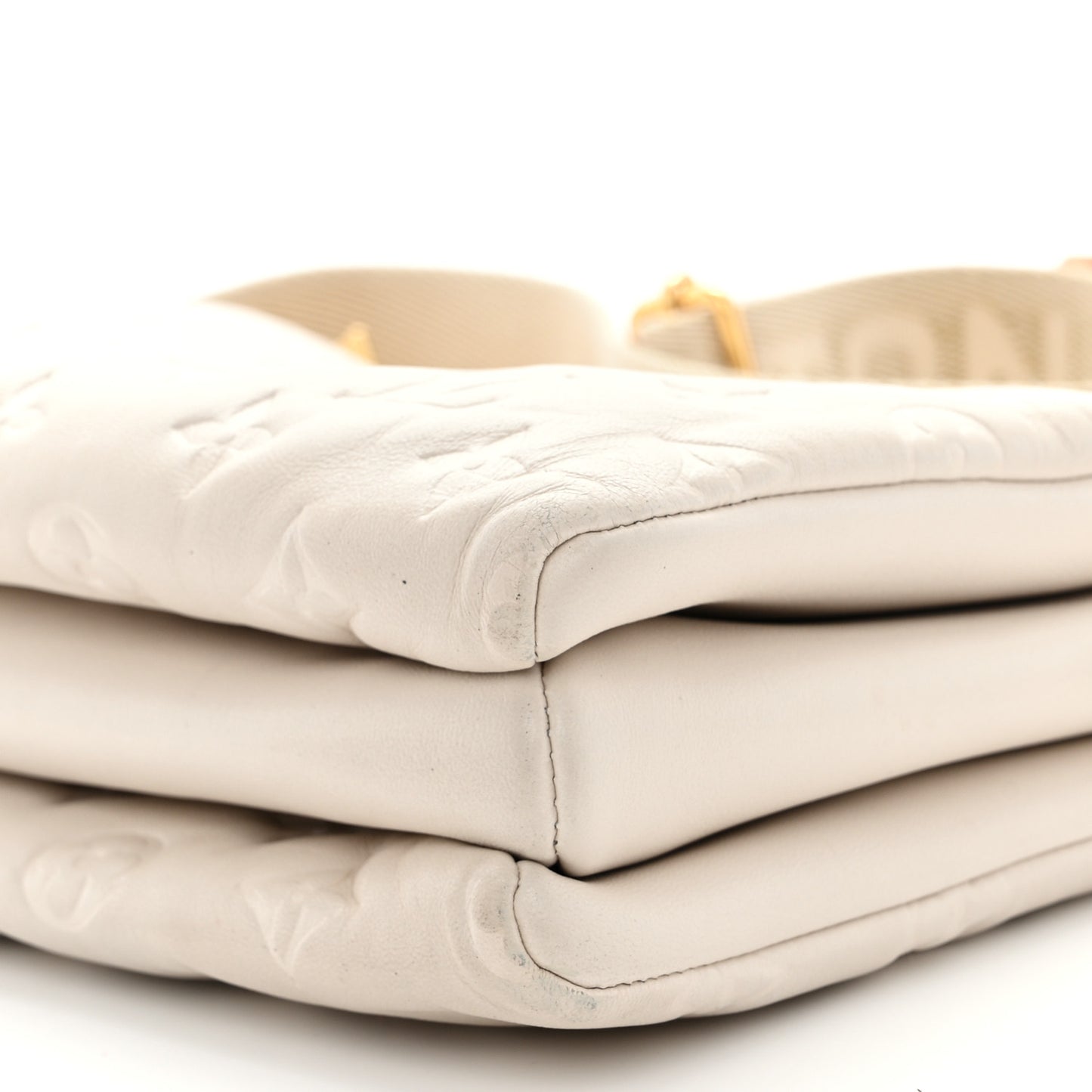 Lambskin Embossed Monogram Coussin PM Cream