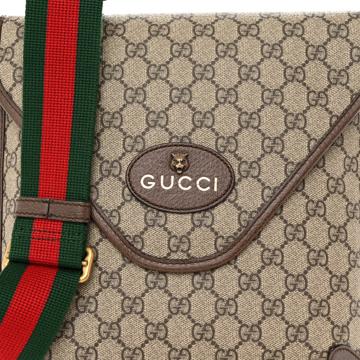 Gucci GG Supreme Monogram Web Medium Neo Vintage Flap Messenger Bag Beige New Acero 7 of 9