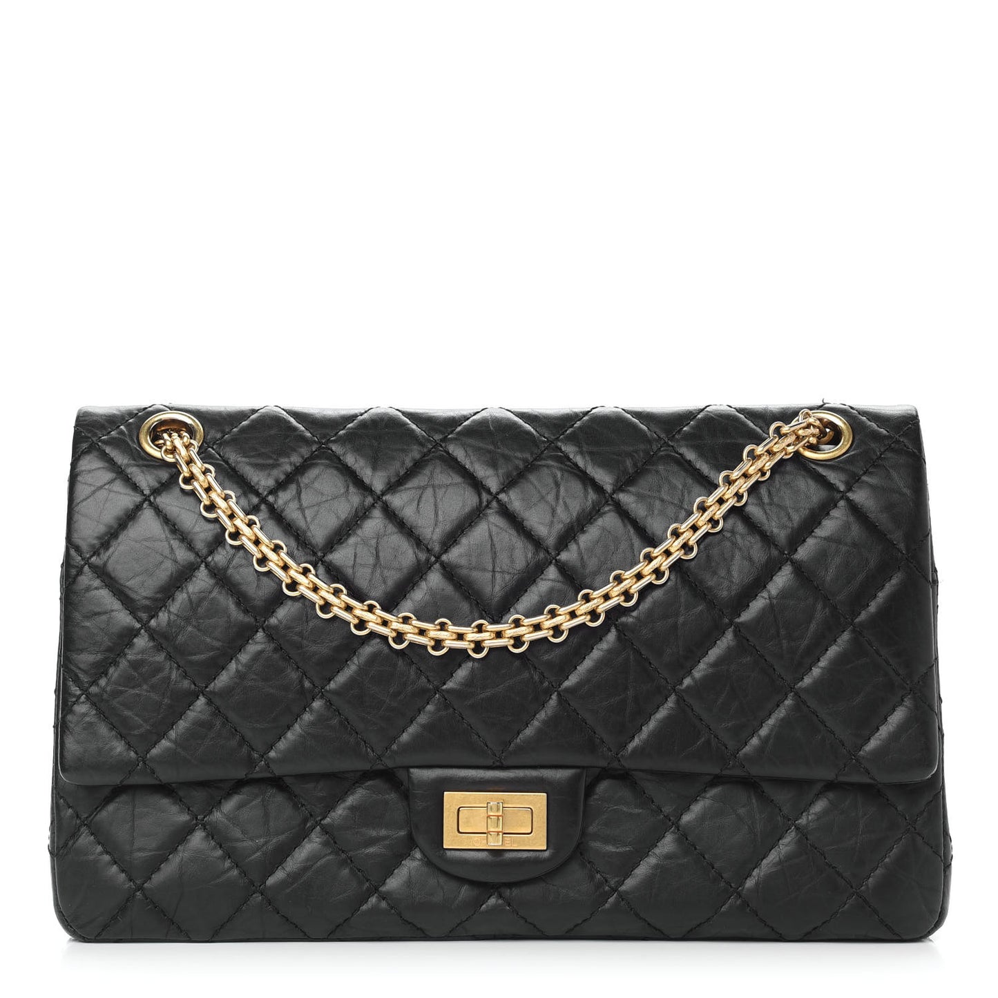 Aged Calfskin Quilted 2.55 Reissue 226 Flap Black