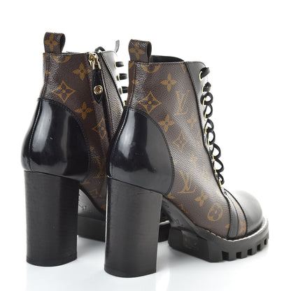 Louis Vuitton Patent Calfskin Monogram Star Trail Ankle Boots 38 Black 4 of 8
