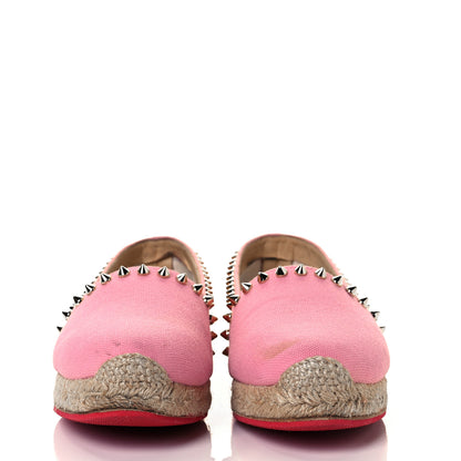 Christian Louboutin Canvas Ares Spikes Flat Espadrilles 37 Rose 2 of 7