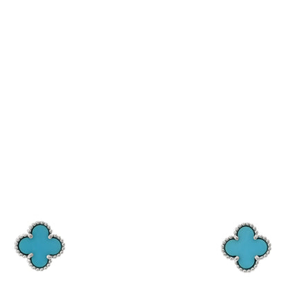 Van Cleef & Arpels 18K White Gold Turquoise Sweet Alhambra Earrings 1 of 4