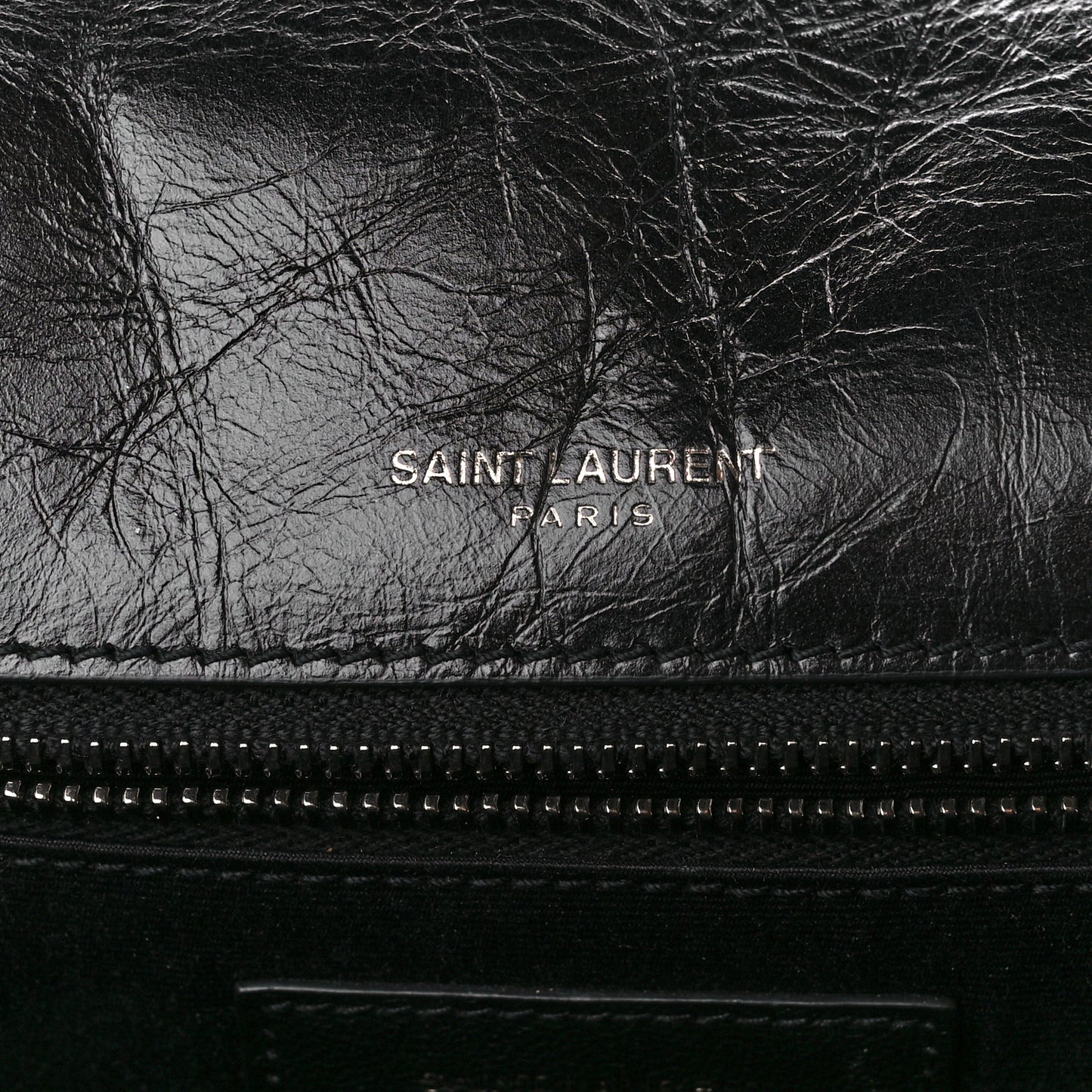 Crinkled Calfskin Matelasse Monogram Medium Niki Chain Satchel Black