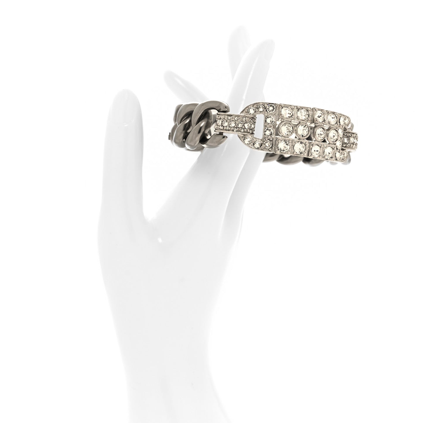 Crystal Chain Link CC Bracelet Ruthenium