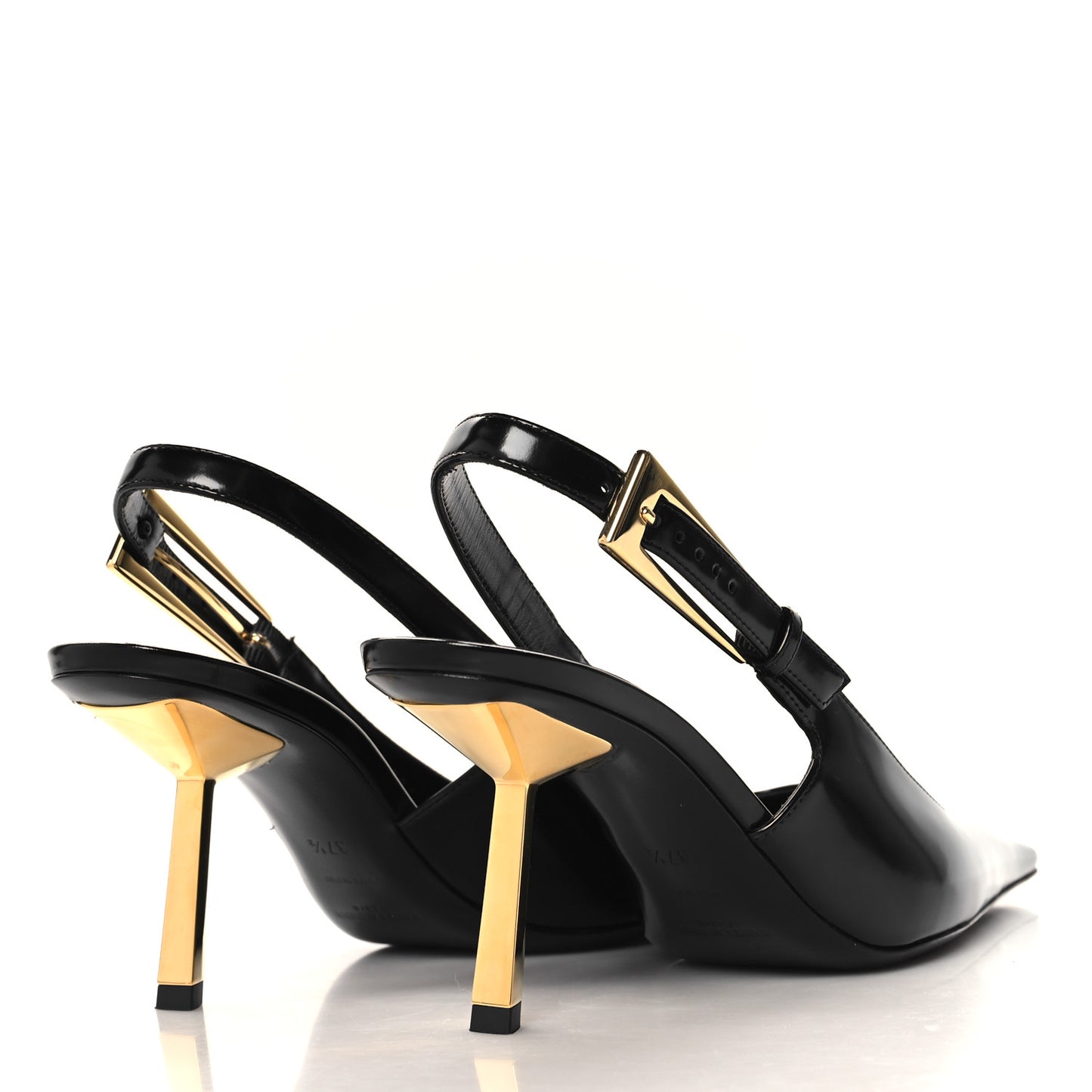 Glazed Calfskin Lee 75 Slingback Pumps 37.5 Black