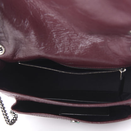 Saint Laurent Crinkled Calfskin Matelasse Monogram Medium Niki Chain Satchel Burgundy 5 of 9