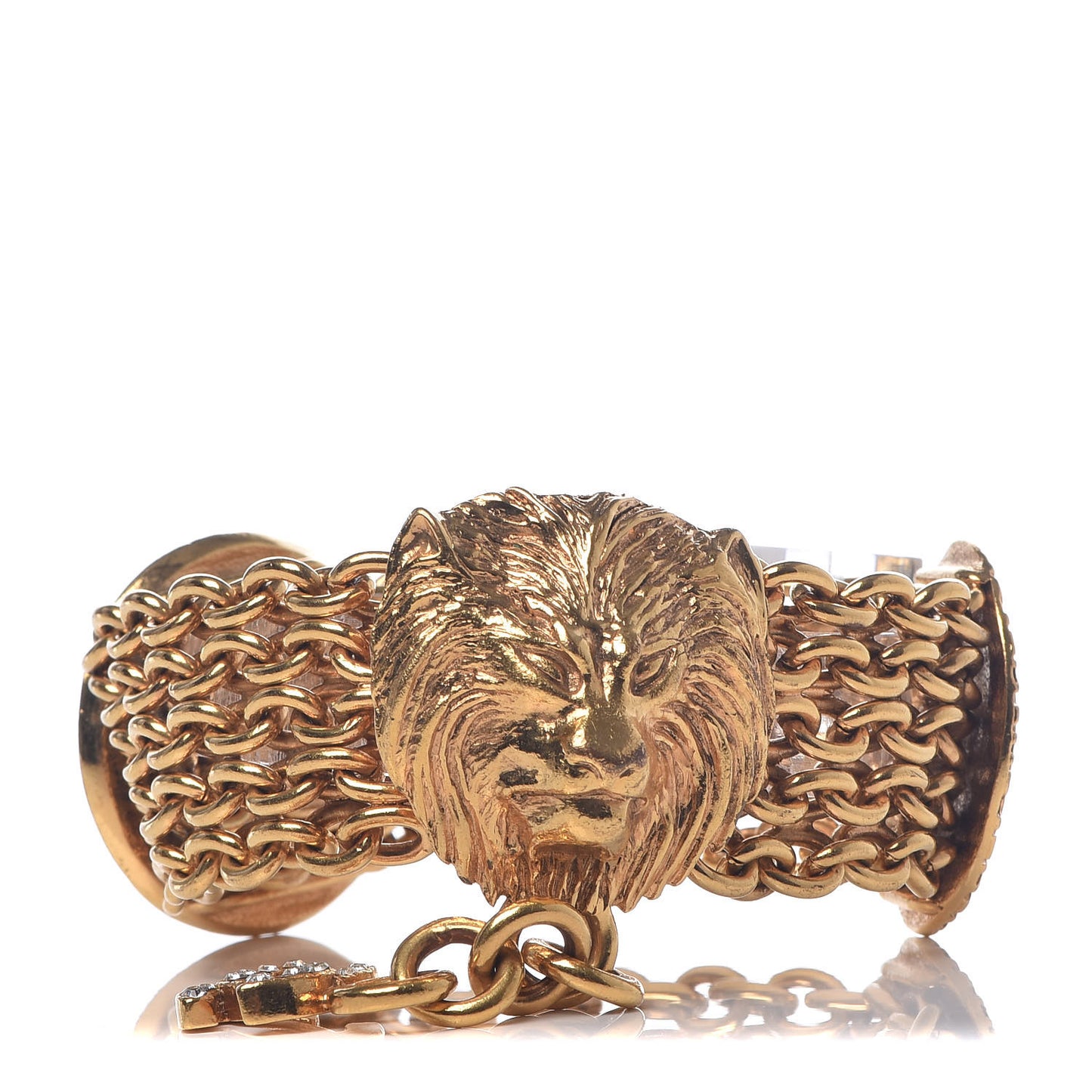 CC Lion Multistrand Chain Medallion Bracelet Gold